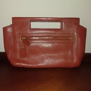 Coach Legacy Leather Basket Clutch in Congac